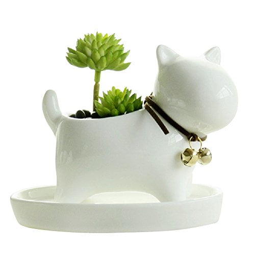 GeLive White Dinosaur Ceramic Succulent Planter Flower Plant Pot Window Box with Saucer Cartoon Animal Decor GeLive White Dinosaur Ceramic Succulent Planter Flower Plant Pot Window Box with Saucer Cartoon Animal Decor